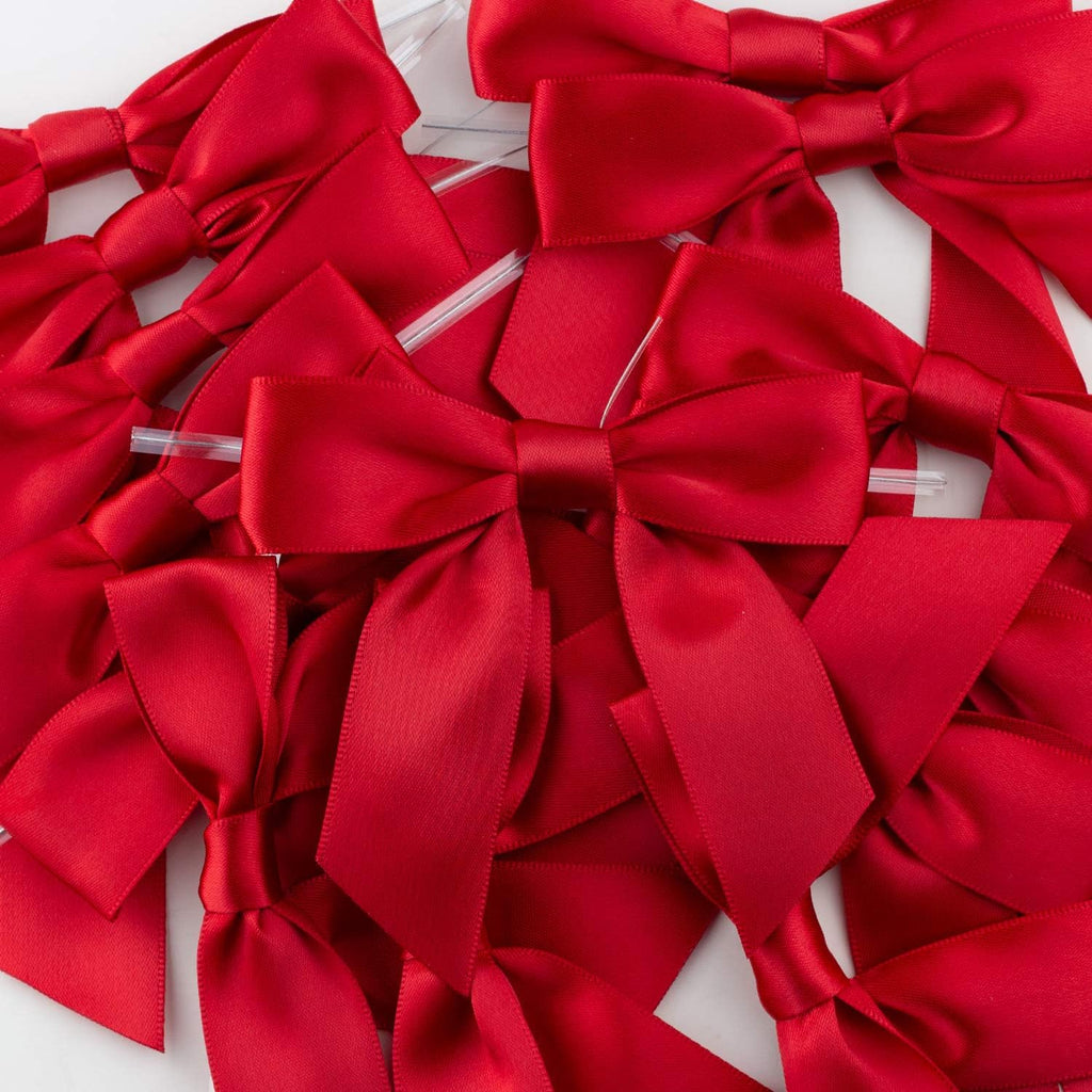 30pcs Boutique 2.5" Red Satin Ribbon Twist Tie Bows for Tying Up Packages Gift Wrapping