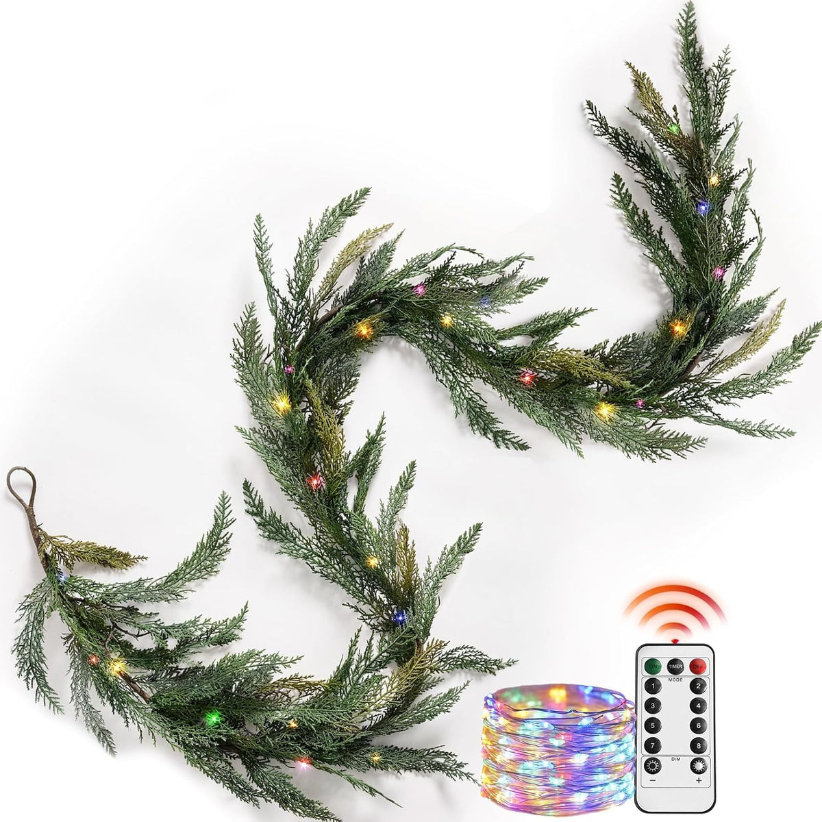 christmas cedar garland realistic with lights - cypress, package contents