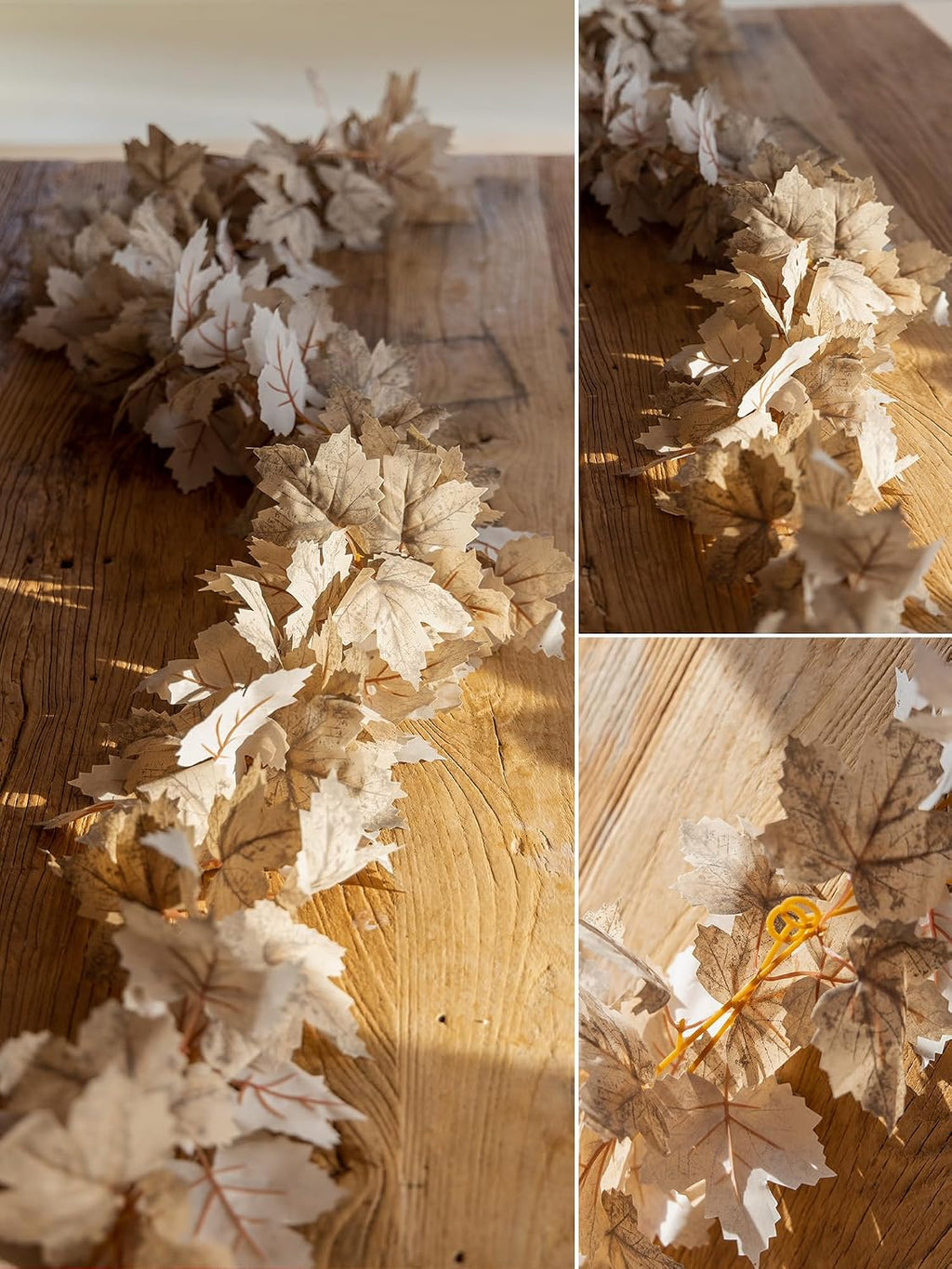 beige fall maple leaves garland, 5.6ft artificial maple, main product view