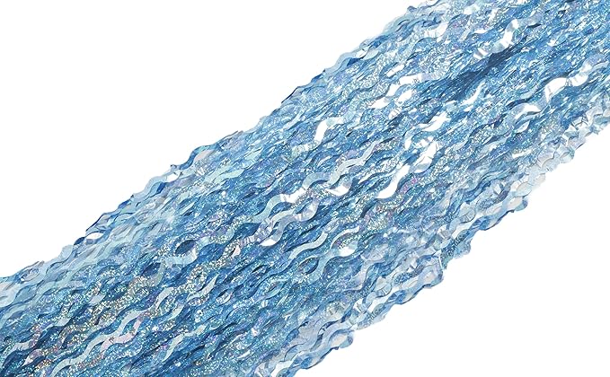 4 Pack Wavy Blue Tinsel Backdrop Streamers Party Decorations 3.3x6.6 Feet | Foil Fringe Curtain Ocean Themed | Blue Birthday Decorations