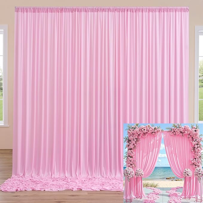 30ftx10ft Pink Backdrop Curtains for Party Background, Wrinkle Free Pink Photo Curtains Backdrop Drapes 6 Panels Back Drop Cloth for Wedding Birthday Photography Baby Shower Decor