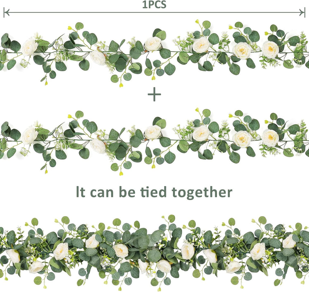 tochgreen 4 pack artificial eucalyptus flower garland with showing dimensions