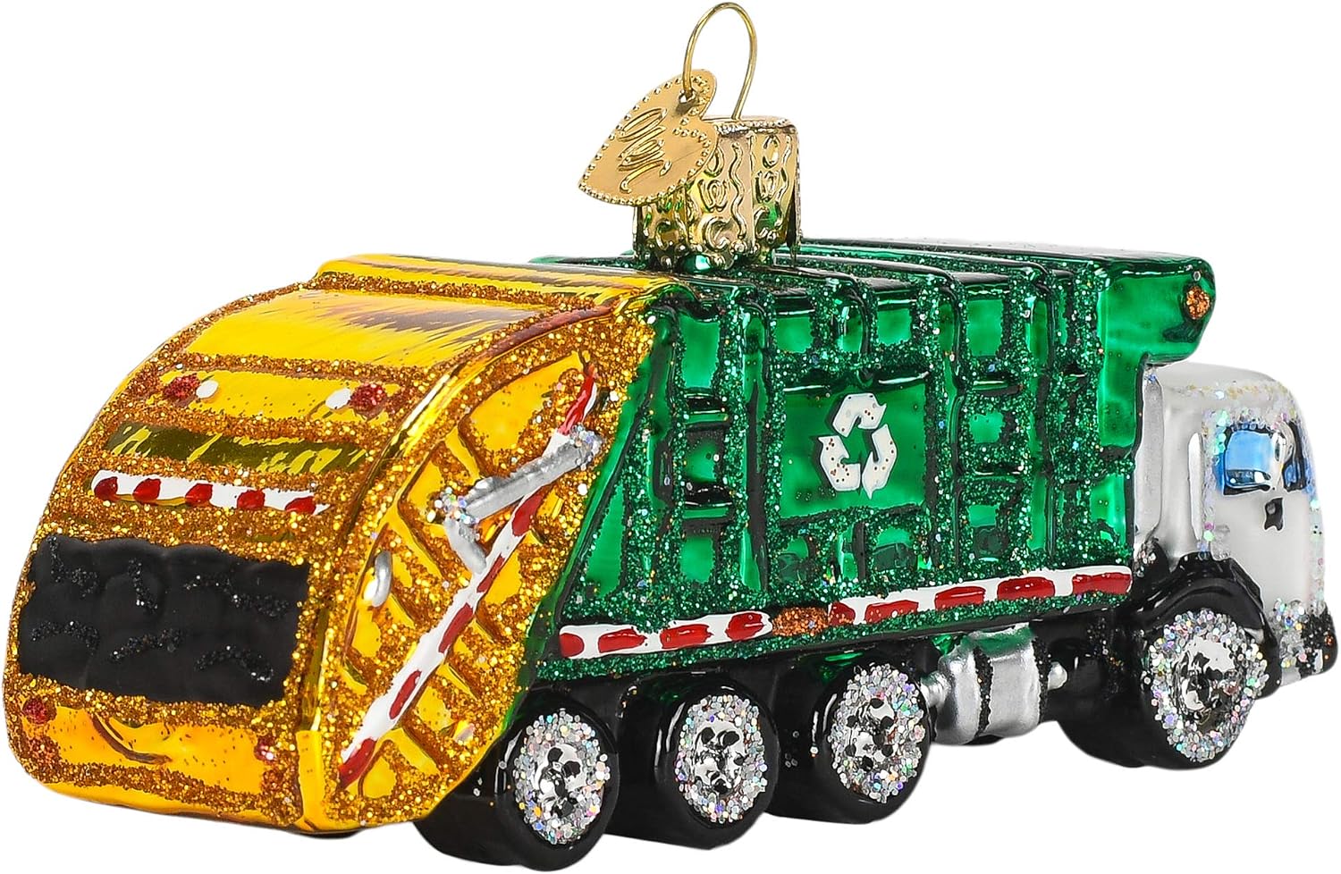 Old World Christmas Ornaments Garbage Truck Glass Blown Ornaments for Christmas Tree