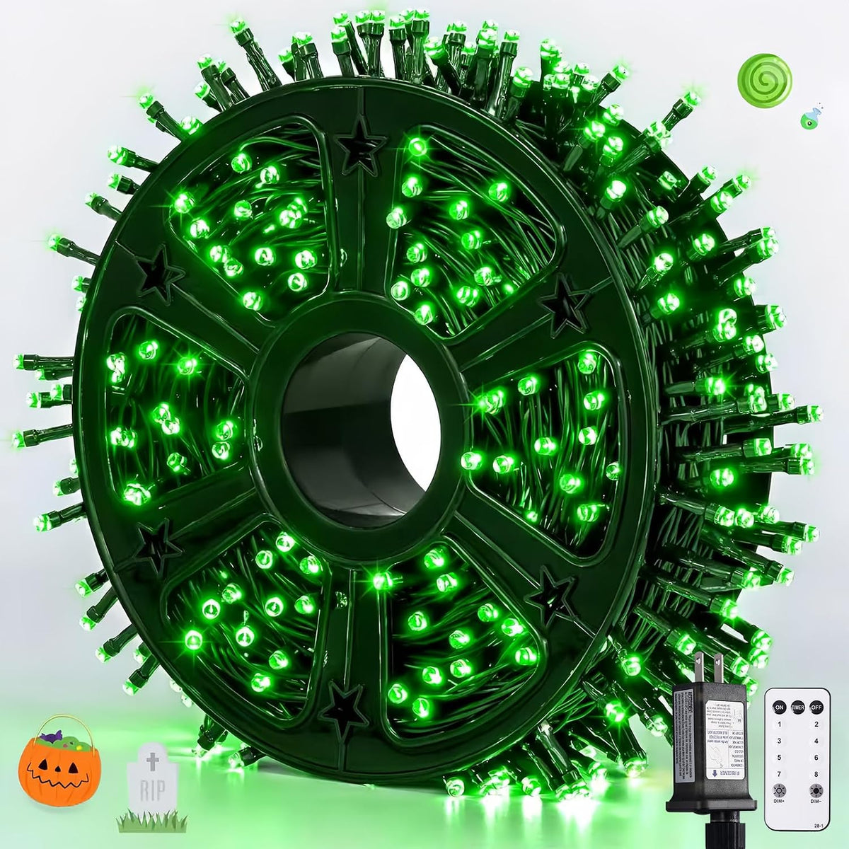 JMEXSUSS 500 LED Green Halloween Lights, 173ft Christmas Lights Plug in