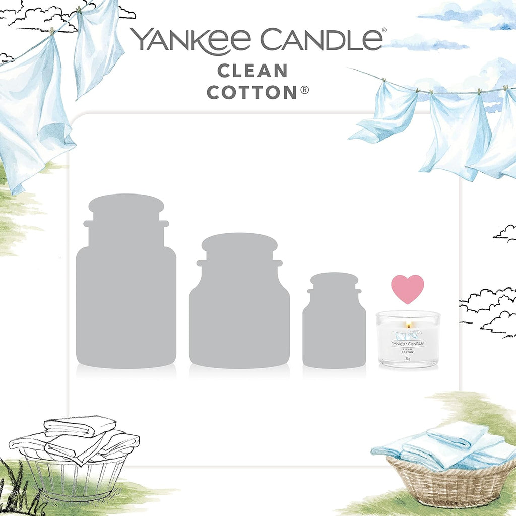 Yankee Candle Scented Candles Gift Set, Clean Cotton Filled Votive Candles, Soy Blend Wax Mix, 3 Count