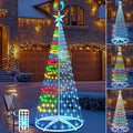 6ft solar powered christmas cone tree lights with, main product view