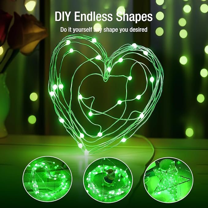 6 Pack Fairy Lights Battery Operated - 7ft 20 Led Twinkle Lights 3 Modes, Bulk Mini String Lights Waterproof for Mason Jars Vases DIY Party Wedding Decoration Christmas - Green