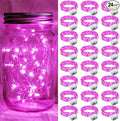24 Pack Pink Fairy Lights 7Ft 20 LED Twinkle String Lights 3 Modes Battery Operated Waterproof Firefly Starry for Mason Jar Party Wedding Christmas Valentines Day Table Centerpieces
