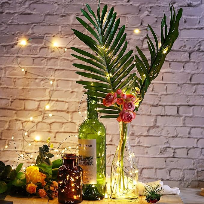 Battery Operated Starry Lights - 18FT 50 Micro LEDs, Warm White (2 Pack) for Christmas Tree, Wreath, DIY, Wedding
