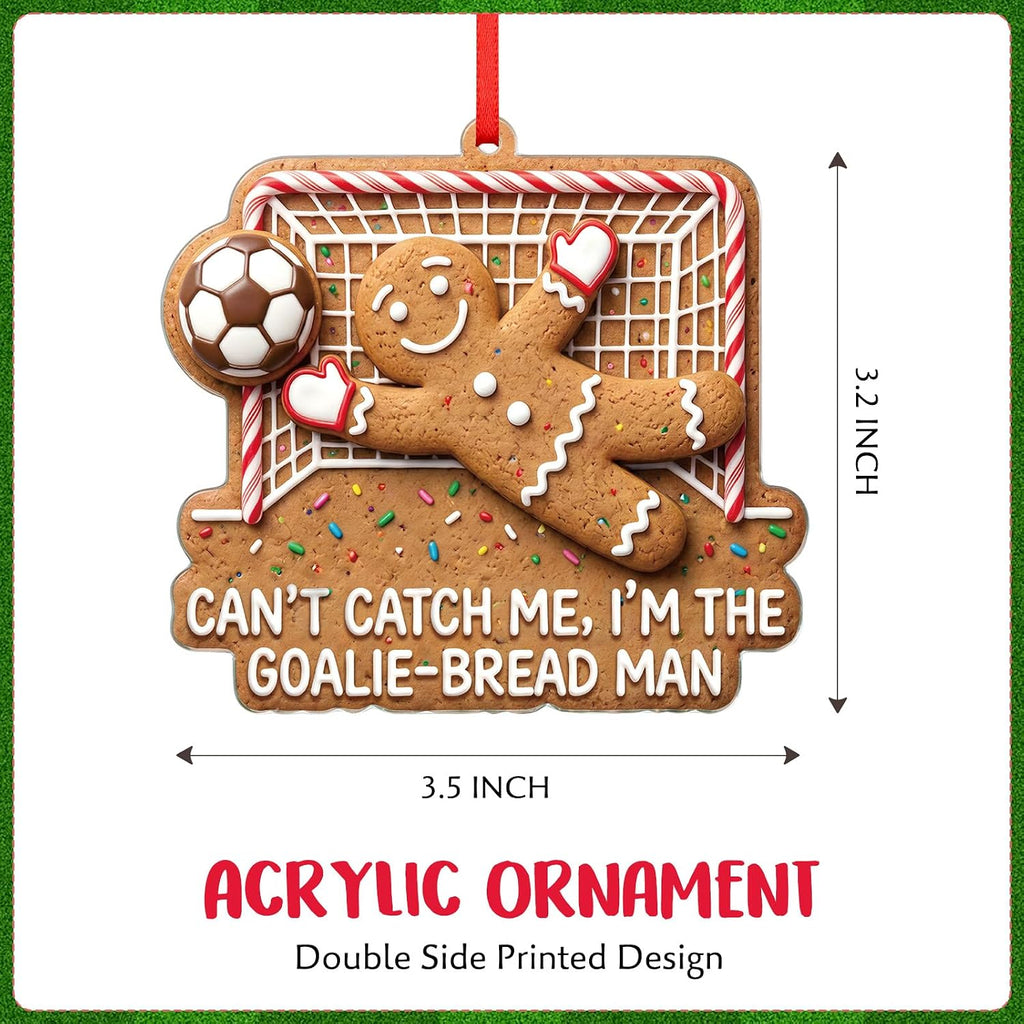 WaaHome Funny Meme Gingerbread Man Soccer Christmas Ornaments 2026 - World Soccer Gag Gifts for Football Players Fans Boys Men Dad Brother Girls Women Kids, Acrylic Soccer Cup Party Decorations