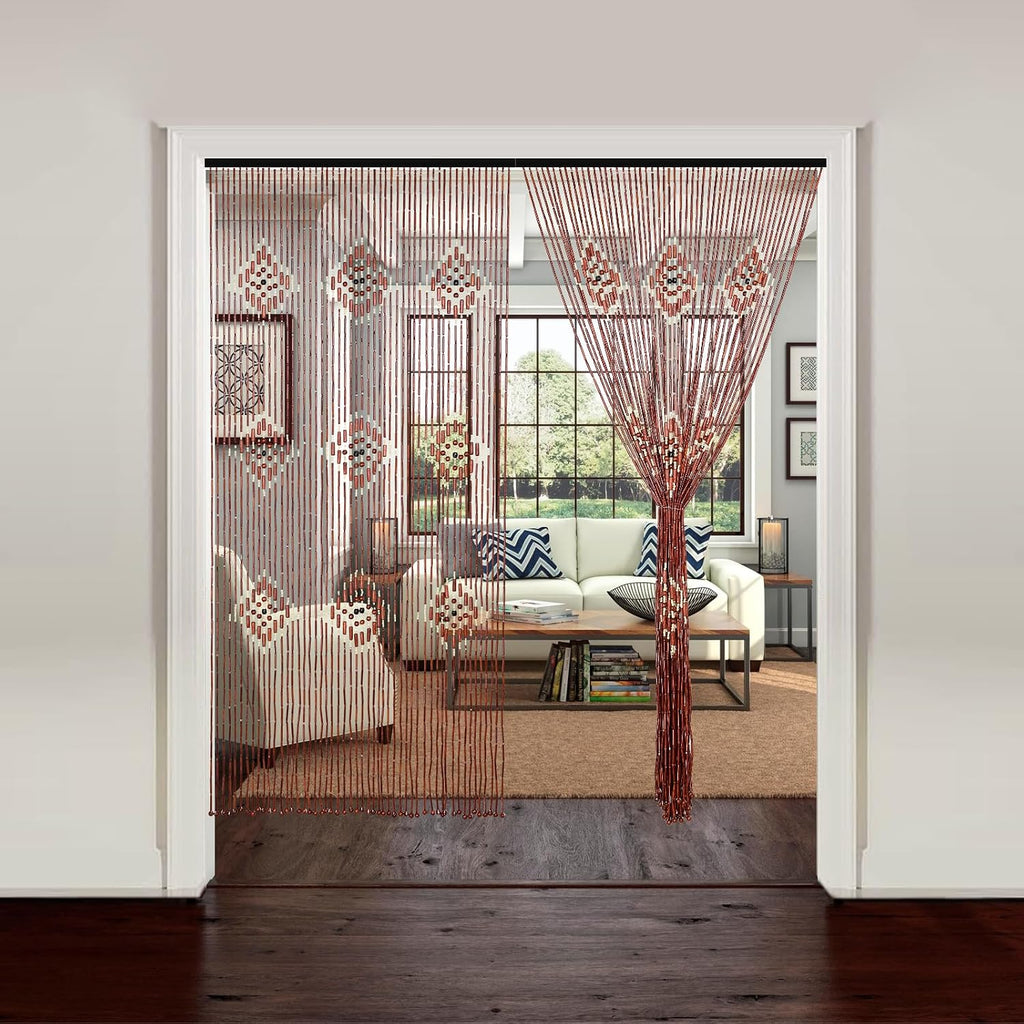 bamboo beaded curtains for doorways boho bead curtain on a desk or shelf