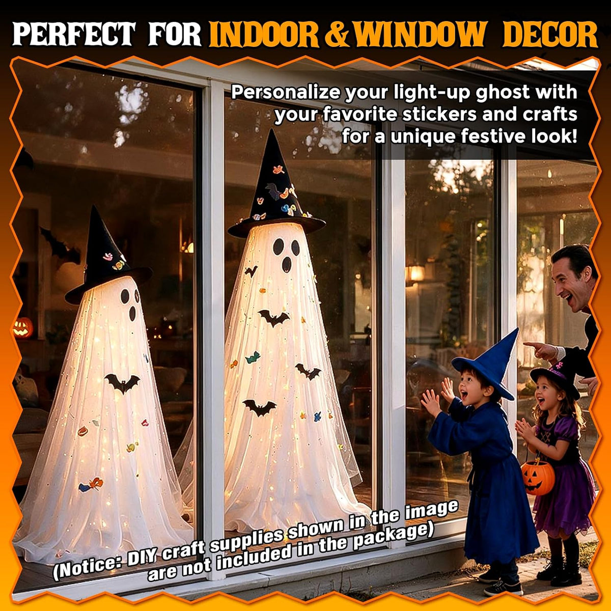2 Packs 5.5 FT Light Up Ghosts Halloween Decorations Outdoor, Halloween Party...