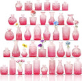 Set of 40 Glass Bud Vases, Small Pink Glass Vases in Bulk, Mini Vintage Embossed Flower Vase for Wedding, Centerpieces, Birthday Party, Baby Shower, Home Table Decorations (Pink)