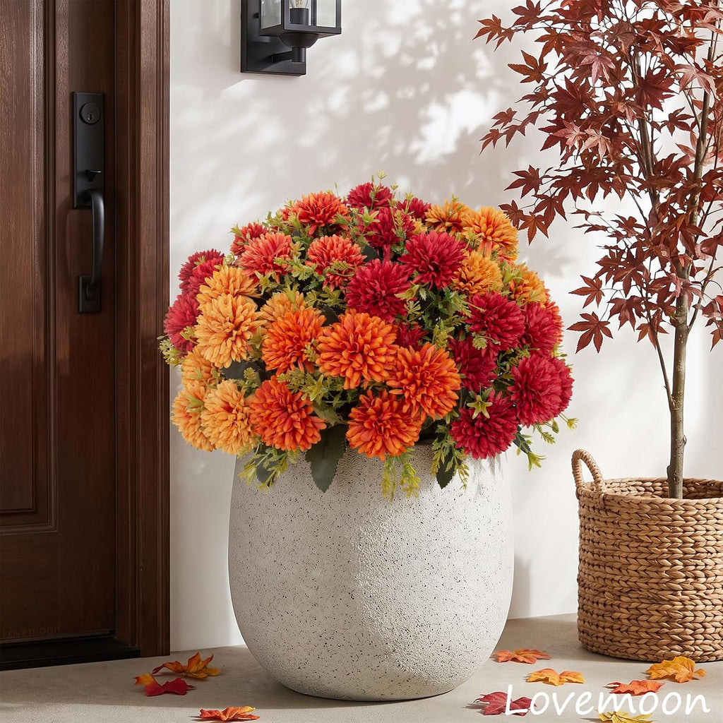 lovemoon artificial chrysanthemums flowers for outdoors, fall, package contents