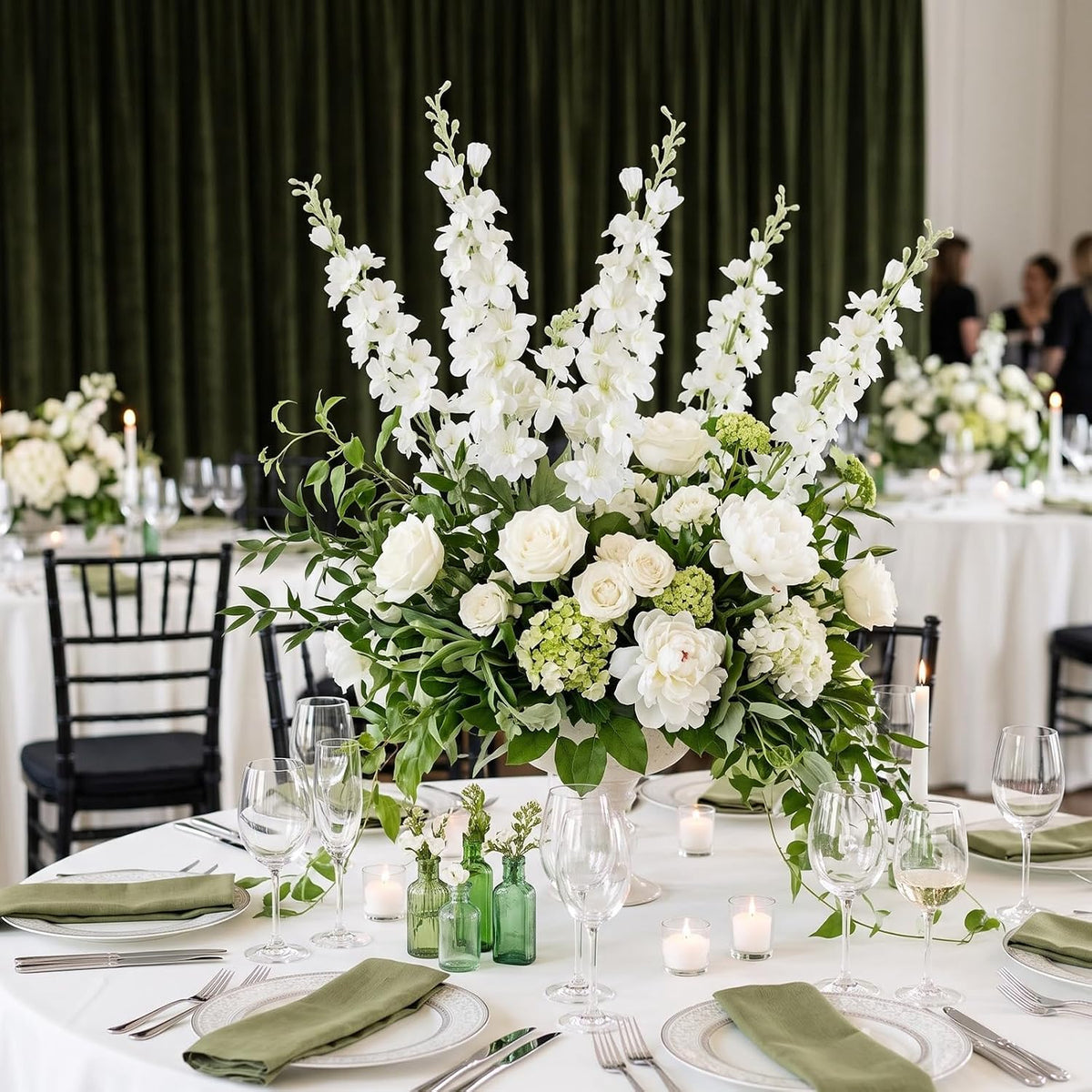 white delphinium artificial flowers 33.5" long stem wedding, view 9