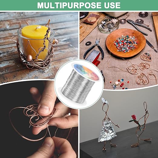 0.3mm Jewelry Wire, 28 Gauge 328FT Craft Wire Copper Beading Wire for Jewelry Making/Planting/Weaving/DIY Crafting, Soft Metal Wires [100M, Silver White]
