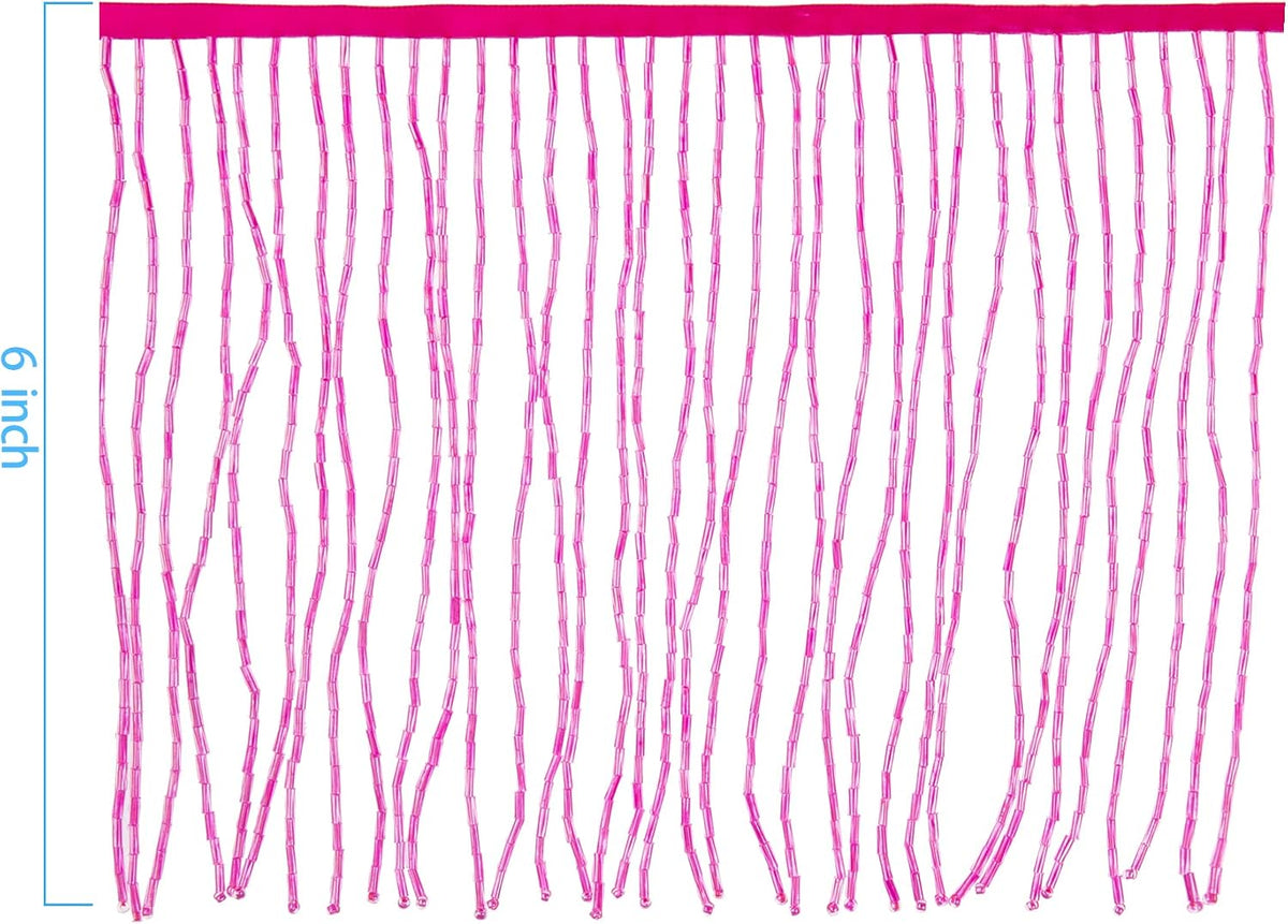 Beaded Fringe Trim,Ribbon Tassel Fringe Trim 6 Inch Wide 3 Yards Long for Cra...