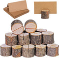 WOHENI Place Card Holders, 20 Pcs Place Rustic Wooden Card Holders Table Number Stands for Name Tags Food Markers Party Wedding Table Name Card Holder Memo Photo Holder Card and 30 Pcs Kraft