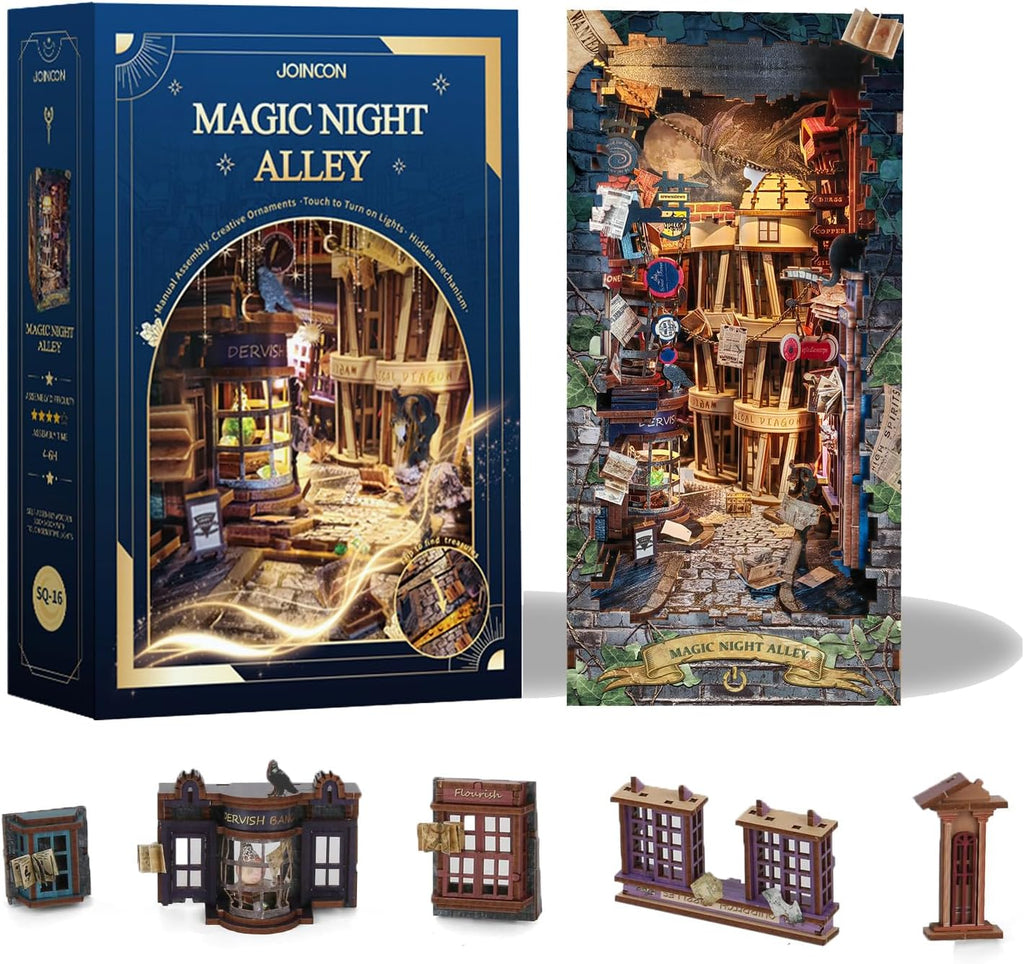 book nook magic night alley diy miniature house shown in use