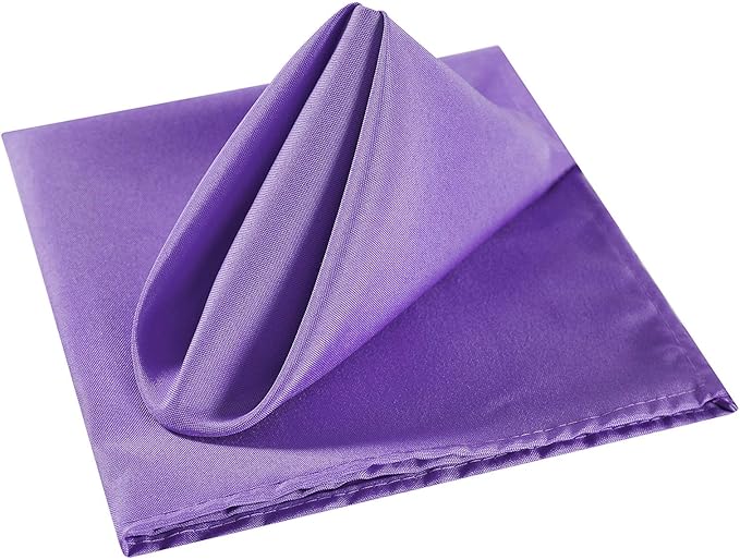 Cloth Napkins 20x20 inch Washable Polyester Dinner Napkins Soft Table Napkins for Wedding Party Dining Banquet(Purple,100PCS)
