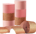 Rose Gold and Pink Crepe Streamers,6 Rolls Rose Gold and Dusty Pink Paper Streamers for Wedding Bachelorette Birthday Party Decorations