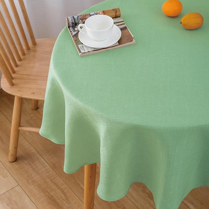 NLMUVW Light Green Round Tablecloth 36 Inch, Small Linen Table Cloth Rustic Farmhouse Table Cover for Kitchen Dining Coffee