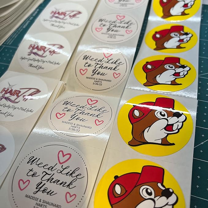 150 Custom Circle/Square BOPP Roll Labels- Personalized Stickers for Business Logo, Party, Wedding Favor, Baby Shower-Any Design Text + Image, Matte/Gloss Finish (2.5 Inch Circle)