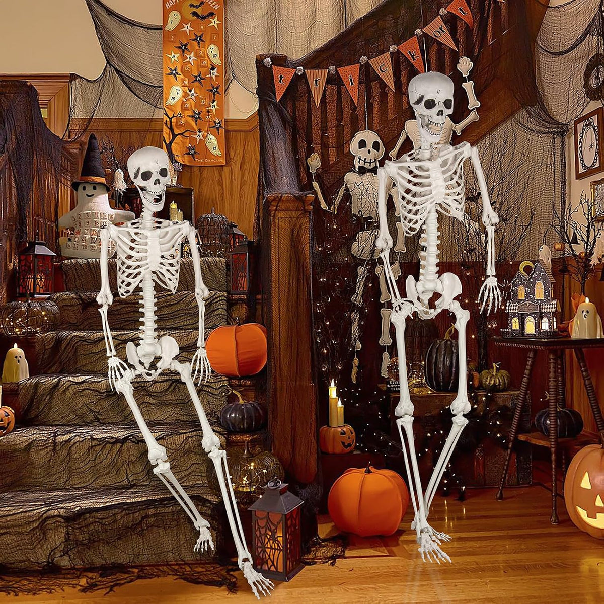 Halloween Skeleton, Realistic Life Size Skeleton with Movable Joints for Hall...