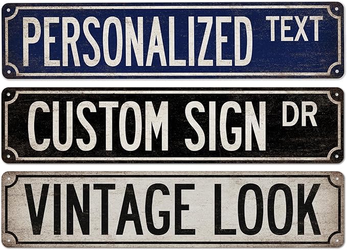 Custom Metal Sign Vintage Looking Personalized Signs - Made In USA - Custom Text Personalized Gifts For Men Gifts For Her Novelty Street Signs 104180016001