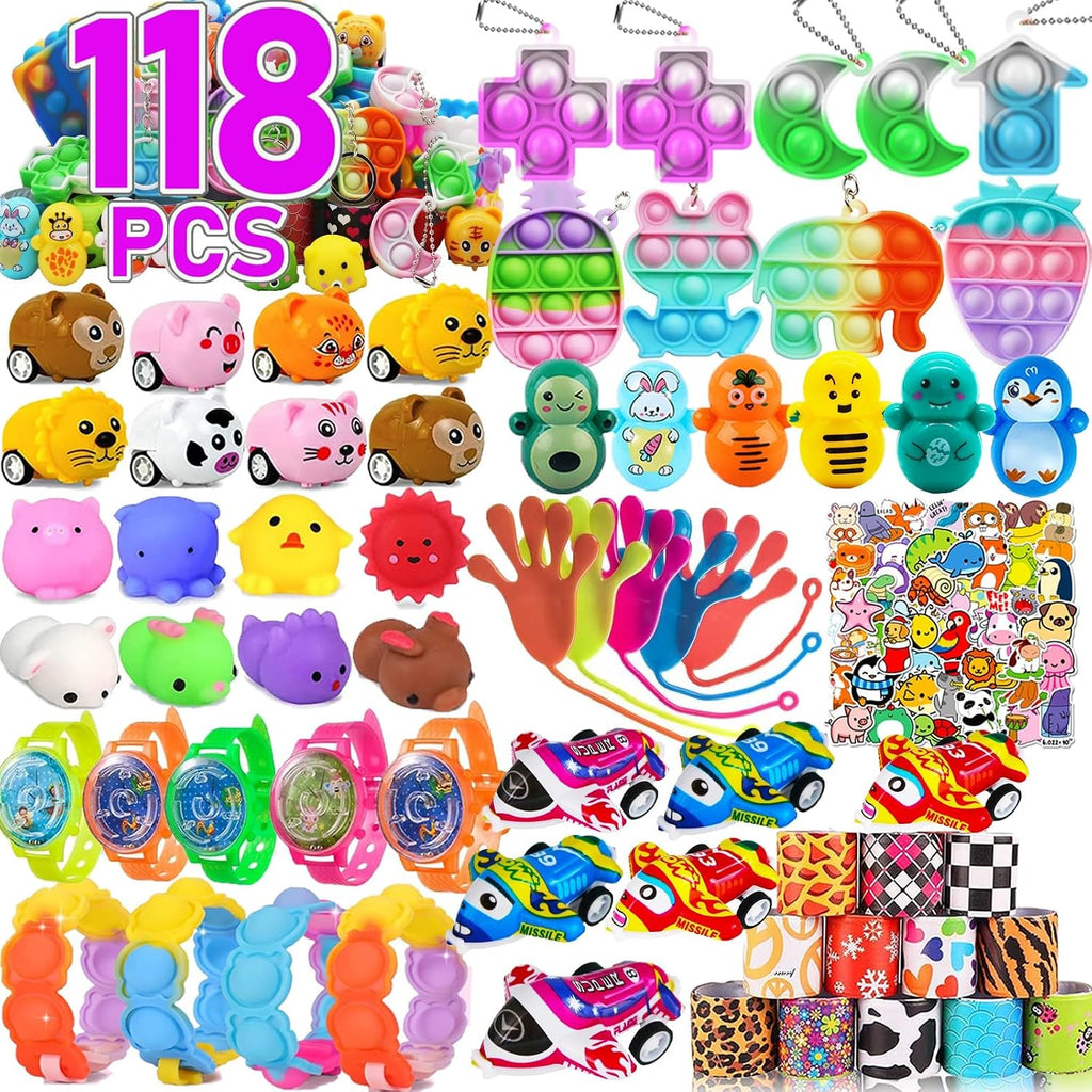 Mctuoba 128 Pack Party Favor for Kids 4-8-12, Treasure Box Toys, School Classroom Prizes, Pinata Stuffers Goodie Bag Fillers, Treasure Chest Carnival Prizes