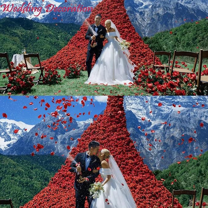 CODE FLORIST 2200 PCS Dark-Red Silk Rose Petals for Romantic Night,Wedding,Proposal Anniversary Flower Decorations