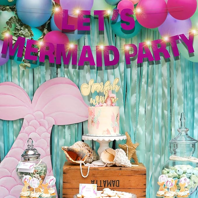 DIY Customizable Banner Letter Banners Party Supplies for Mermaid Party（Glitter Purple）