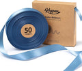 French Blue Satin Ribbon 7/8 Inch x 50 Yards Double-Faced Ribbons for Gift Wrapping Flower Bouquet Wedding Paper Bows Invitations Crafts