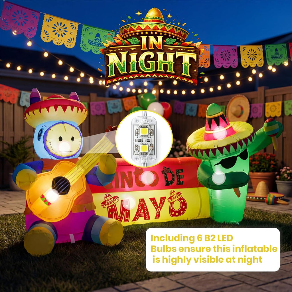 6.5ft long cinco de mayo inflatables outdoor decorations, close-up detail