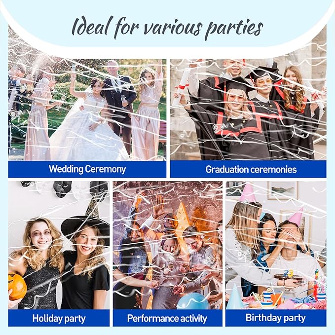 No Mess Streamers 100pack, White Confetti Poppers,Hand Throw Party Poppers No Mess for Birthday, Graduation, Wedding Send Off, Engagement Party Favors（White 100Pack）