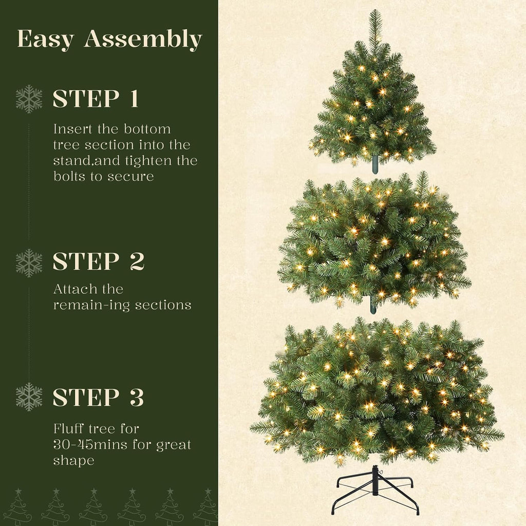 alupssuc 6ft prelit christmas tree, warm white lights, side view