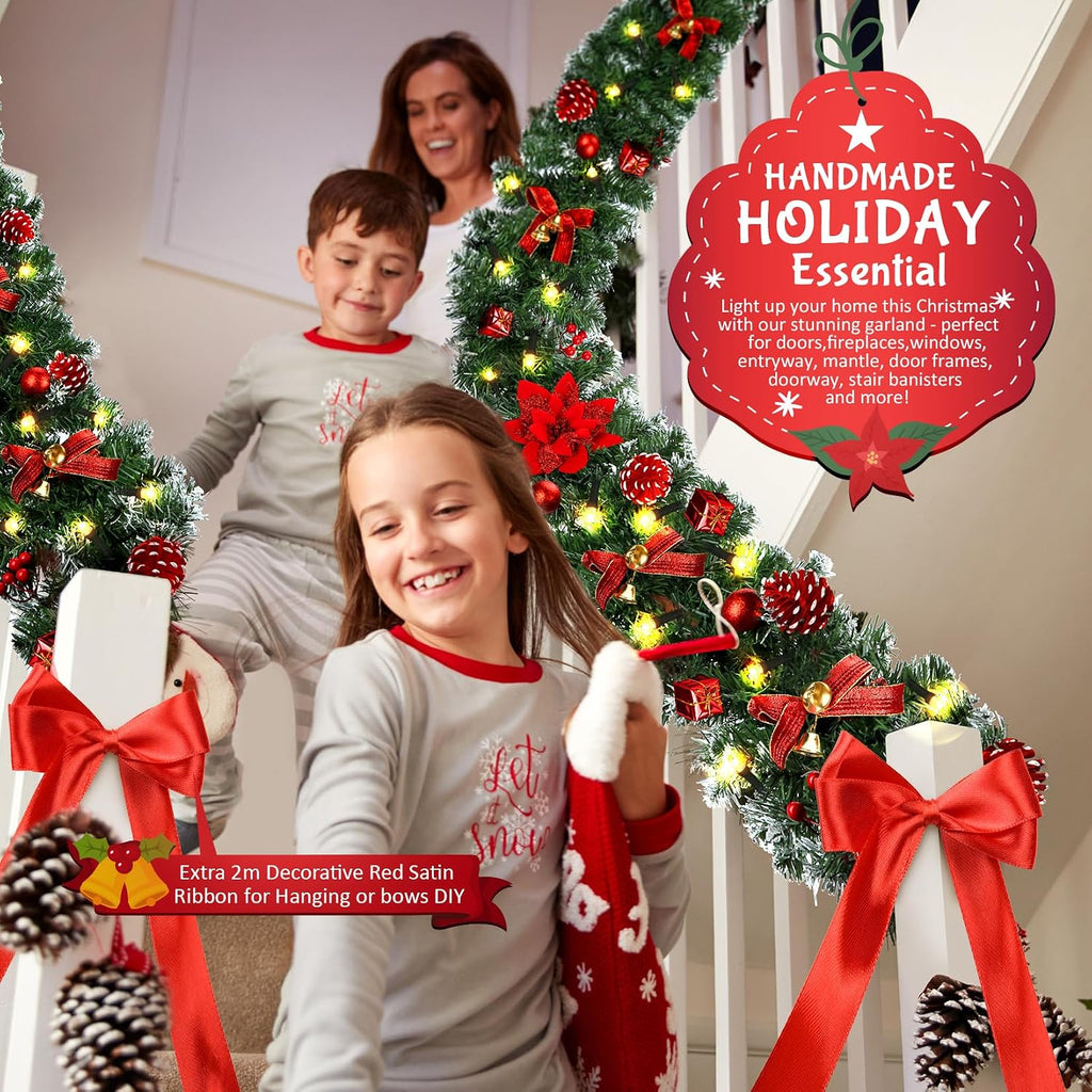 doiown christmas garland with lights,9ft prelit christmas garland, package contents