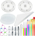 56 PCS Cookie Decorating Kit Supplies Including Acrylic Turntable Decoration Brushes Scribe Needle Piping Bags Icing Tips for Cookie Cupcake Cake Decorations