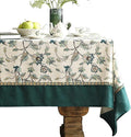patdrea Designer Green Linen Long Table Cloth for Rectangle Table,Vintage Floral Pattern Durable Tablecloth,French Cover Decor for Kitchen Dining,Christmas,Thanksgiving,Tea Party,63"x102"-Noah