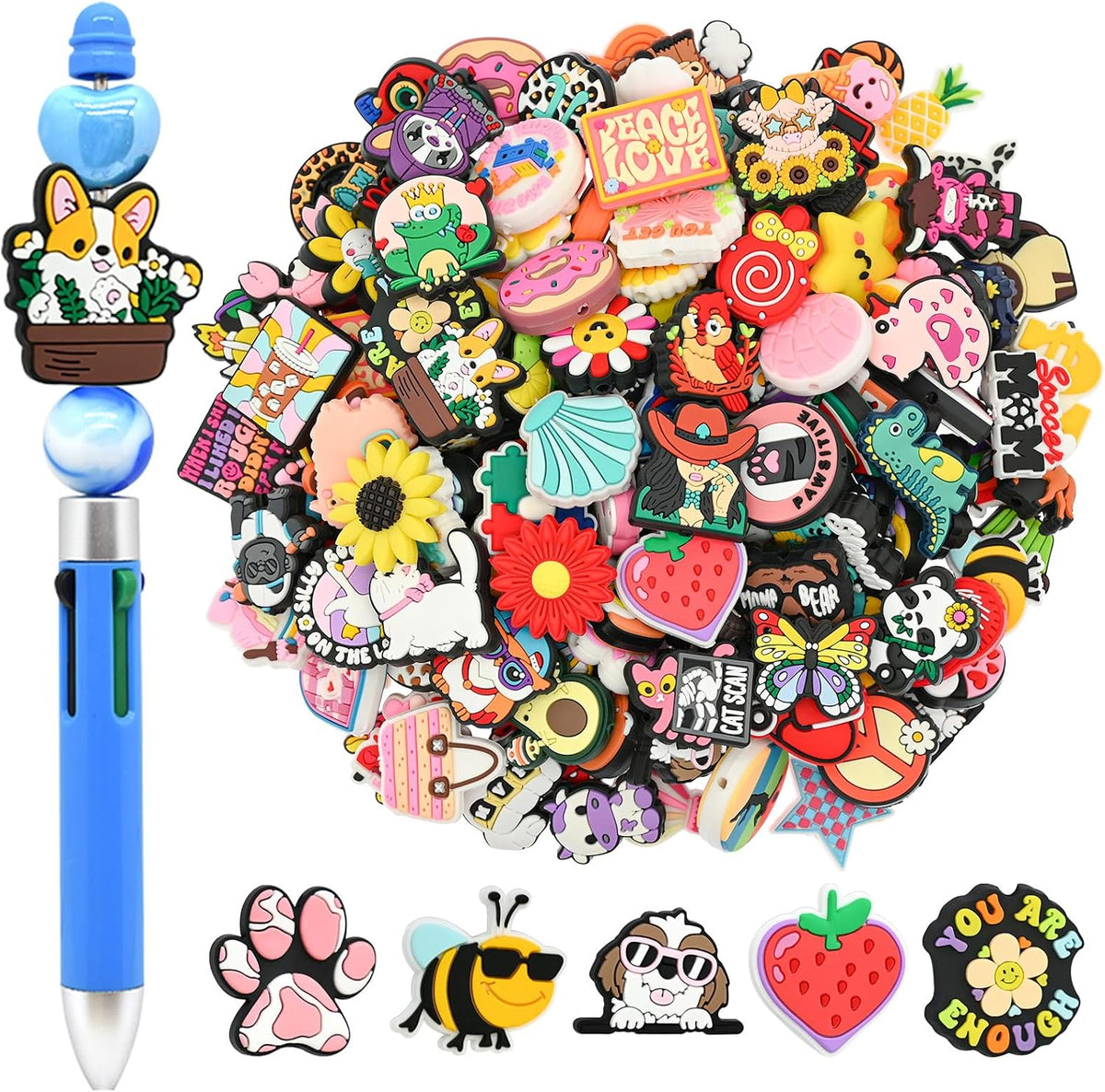 random different silicone focal bead for pens funny, main product view