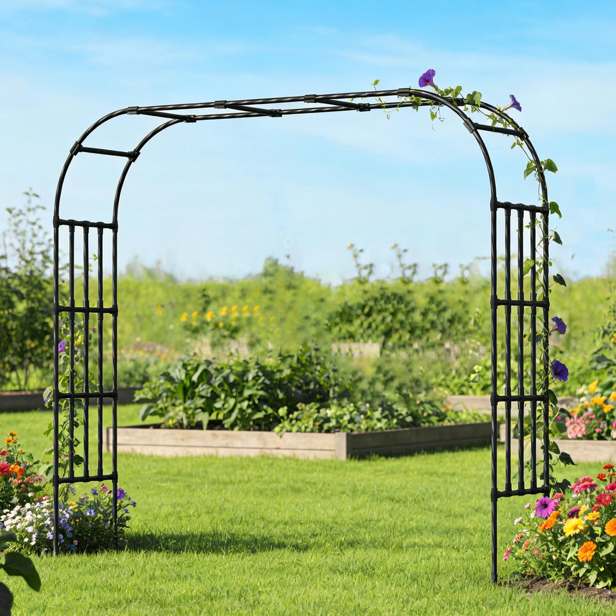 Extra Wide Garden Arch,114 x102.4in Sturdy Metal Arbor for Climbing Plants