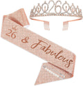 Rose Gold Birthday Tiara and Sash for Woman, Fabulous 26th Birthday Party Favor