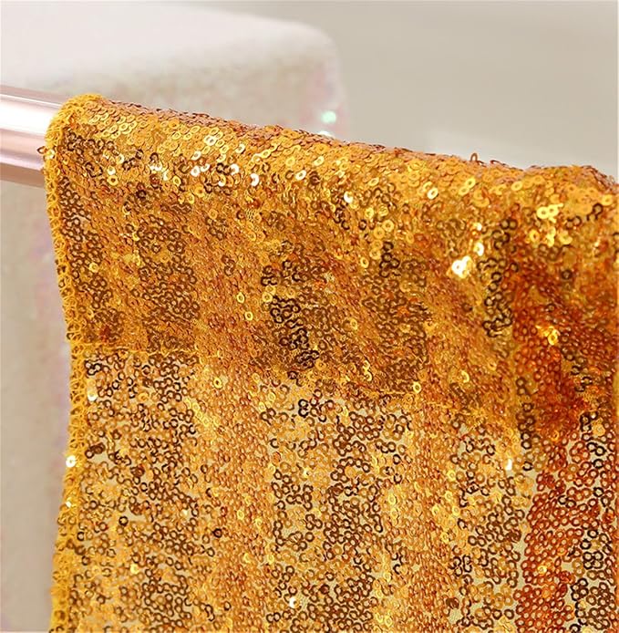 Eternal Beauty Yellow Gold Sequin Backdrop, 7x7 Ft Glitter Background Curtains for Shimmer Photography Party Wedding Birthday Back Drop Decor