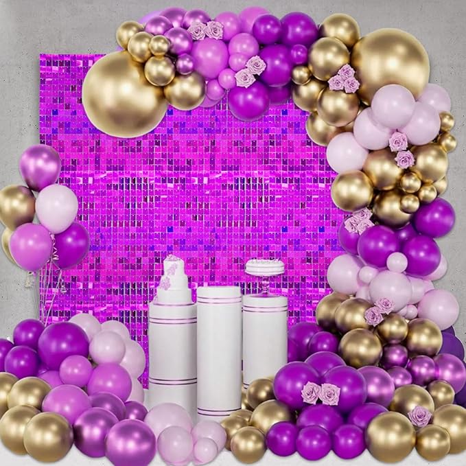 12PCS Purple Shimmer Wall Backdrop, Laser Square Sequin Photo Backdrops Panel, Glitter Wall Background for Birthdays, Weddings, Christmas, Engagements, Disco Bachelorette Party Decoration (3FTx4FT)