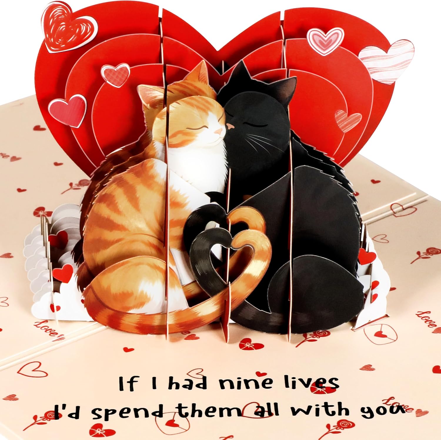 Pop Up Anniversary Card - Cat Couple Theme 3D Romantic Anniversary Pop Up Card Cute Wedding, Birthday Thinking of You Cards with Envelope Gift for Cats Lover, Her, Him, Wife, Girlfriend, Boyfirend, Husband
