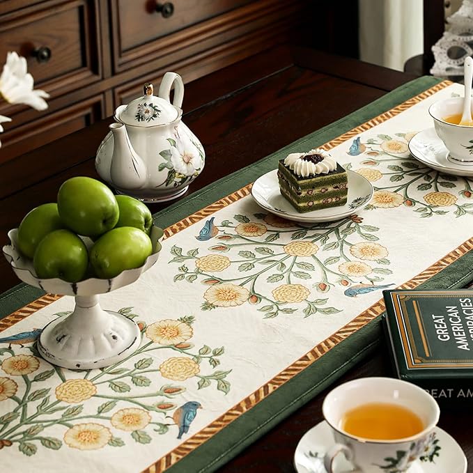 patdrea Velvet French Table Runner Farmhouse for Home Kitchen Dining Decor Parties Family Dinners Wedding 12"*71"