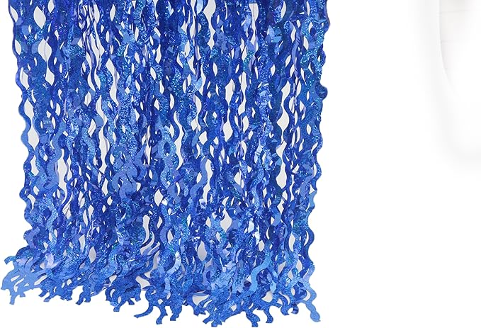 4 Pack 3.3 ft x 6.6 Wavy Sparkle Dark Blue Foil Fringe Backdrop Curtain - Navy Blue Streamer Backdrop Tinsel Curtains for Door Streamers Ocean Birthday Party Decorations Disco Party