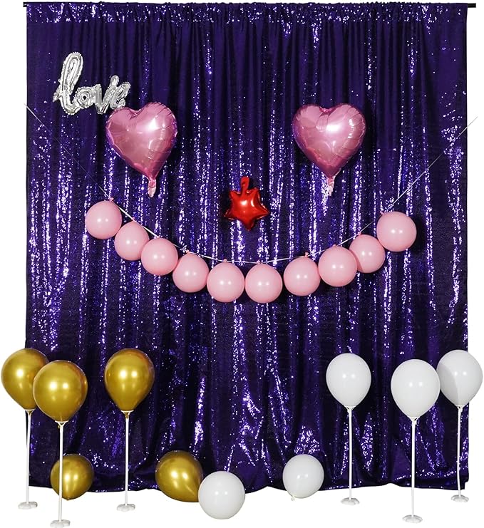 Poise3EHome 8Ft x 10Ft Purple Sequin Backdrop, Glitter Thick Satin Sequin Background Drapes, Sequence Backdrop for Halloween Wedding Party Holiday Festival Decor