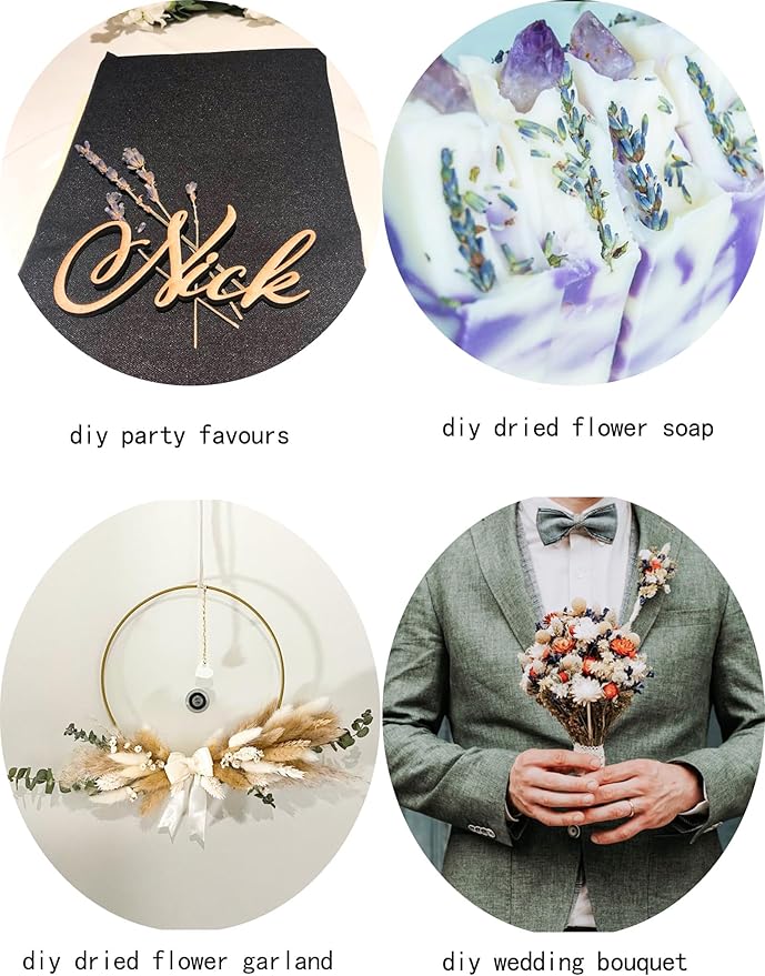 DIY Natural Dried Flower Set, Bulk Dried Flowers for Vase, Dried Flowers with Stems, Dried Roses, Mini Dried Flower Bouquets.(Brown)