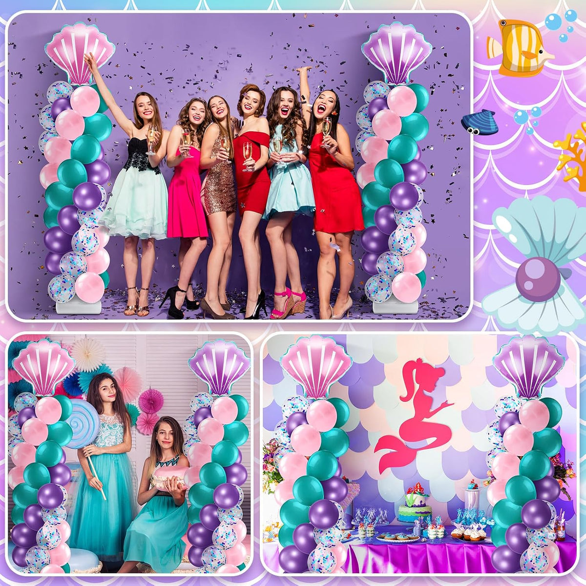 kasyat 2 set mermaid balloon column stand kit on a desk or shelf